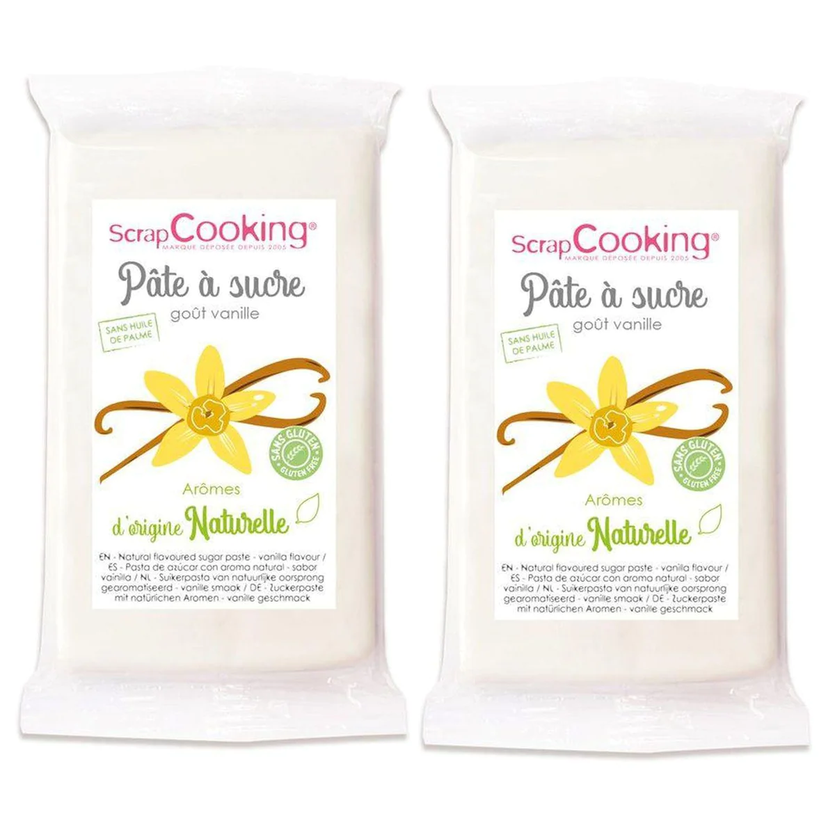 Pâte à sucre blanche goût vanille d'origine naturelle 500 g Scrapcooki