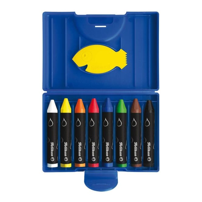 Pelikan, 8 Wachsmaler wasservermalbar, rund in Box