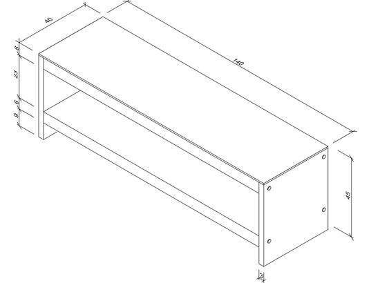 CONCEPT1 - Meuble TV Tv301 noyer 140 x 40 x h45 cm