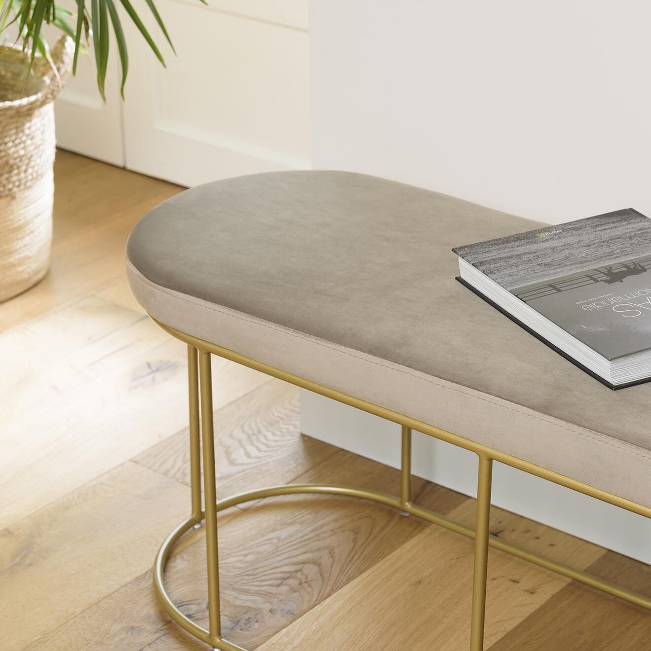 Macabane Banc velours agathe taupe - 105x36x42 cm