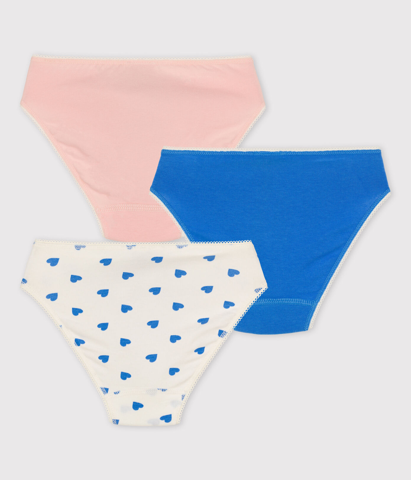 Lot de 3 culottes cœurs petite fille en coton et élasthanne