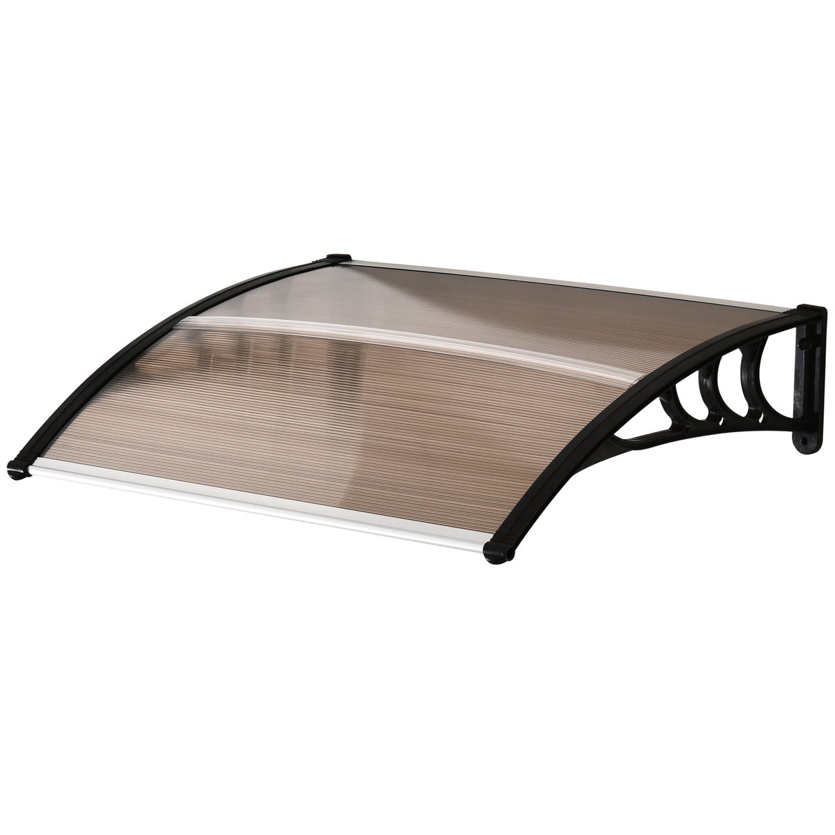 Outsunny Canopy Voordeur Luifel 75 x 100 cm Schuin Luifel Dak Polycarbonaat Bruin