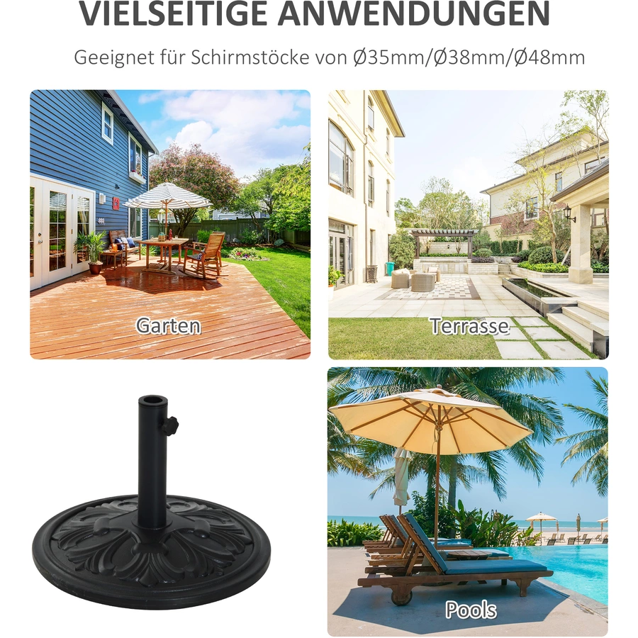 Outsunny Sonnenschirmständer mit 3 Adapterhülsen schwarz