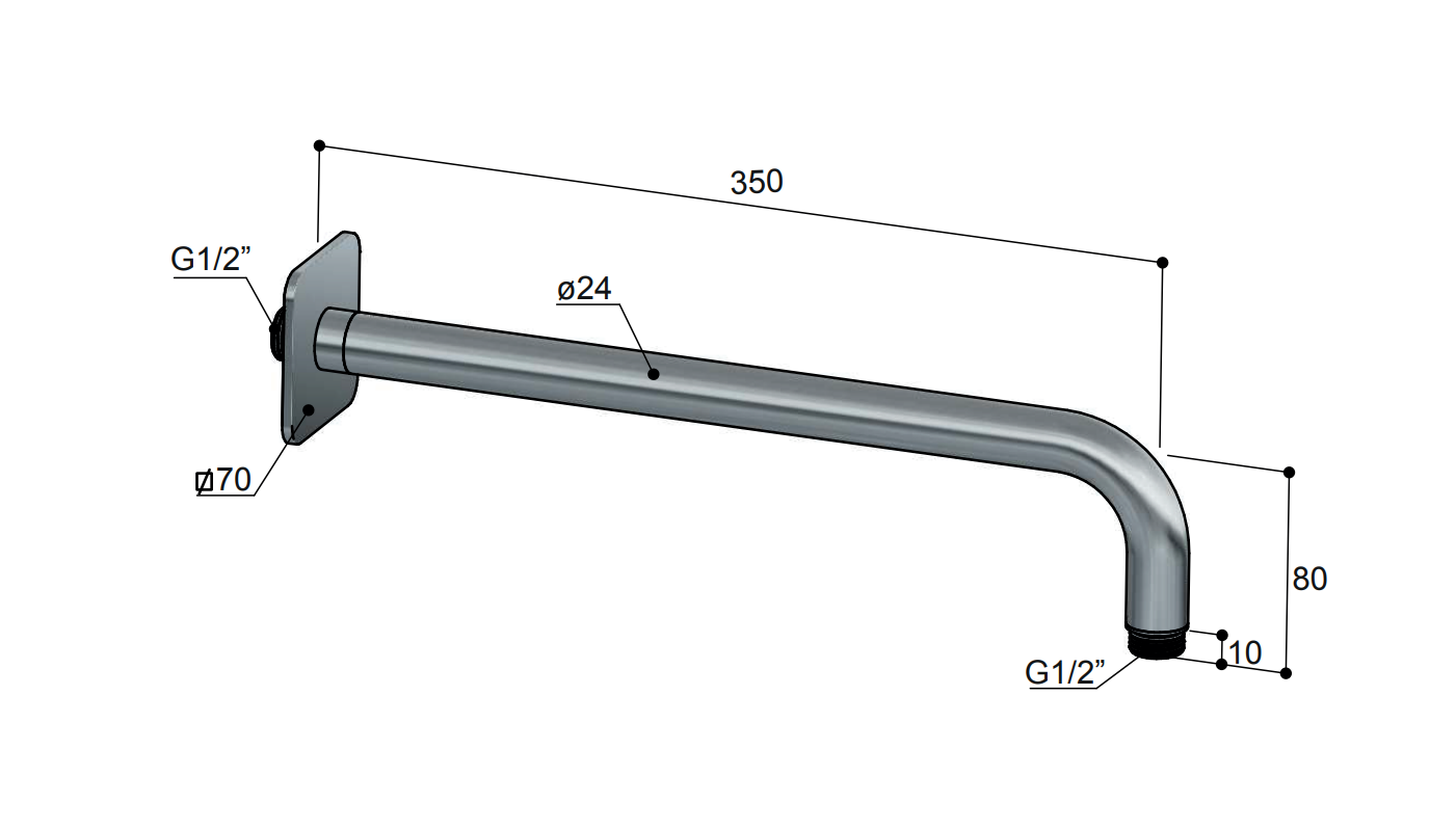 Hotbath Gal wandarm 40cm chroom