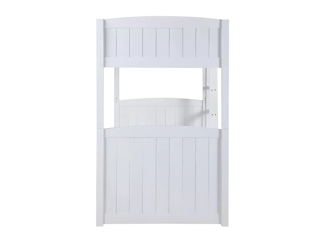 Lits superposés séparables ANCHISE II - 2 x 90 x 190 cm - Avec rangements - Pin blanc + matelas