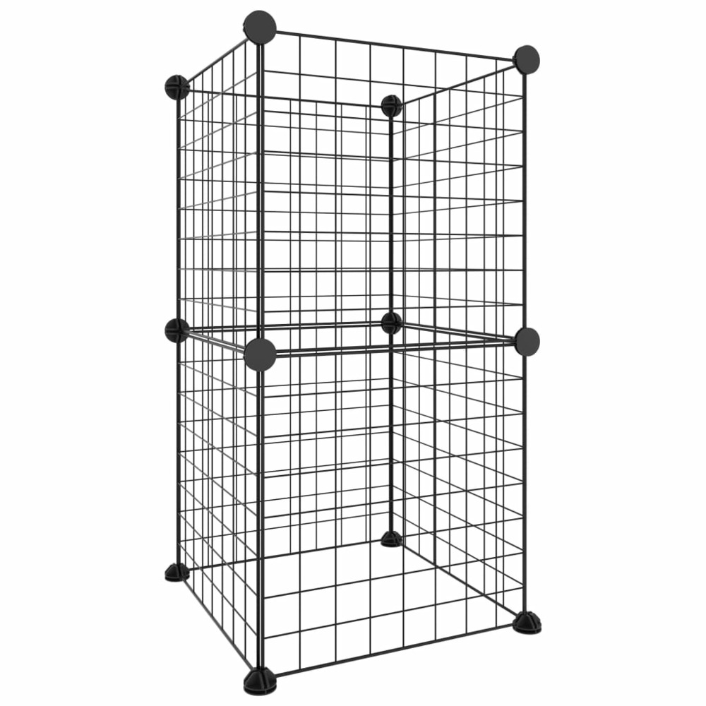 Cage animaux de compagnie à 8 panneaux noir 35x35 cm acier
