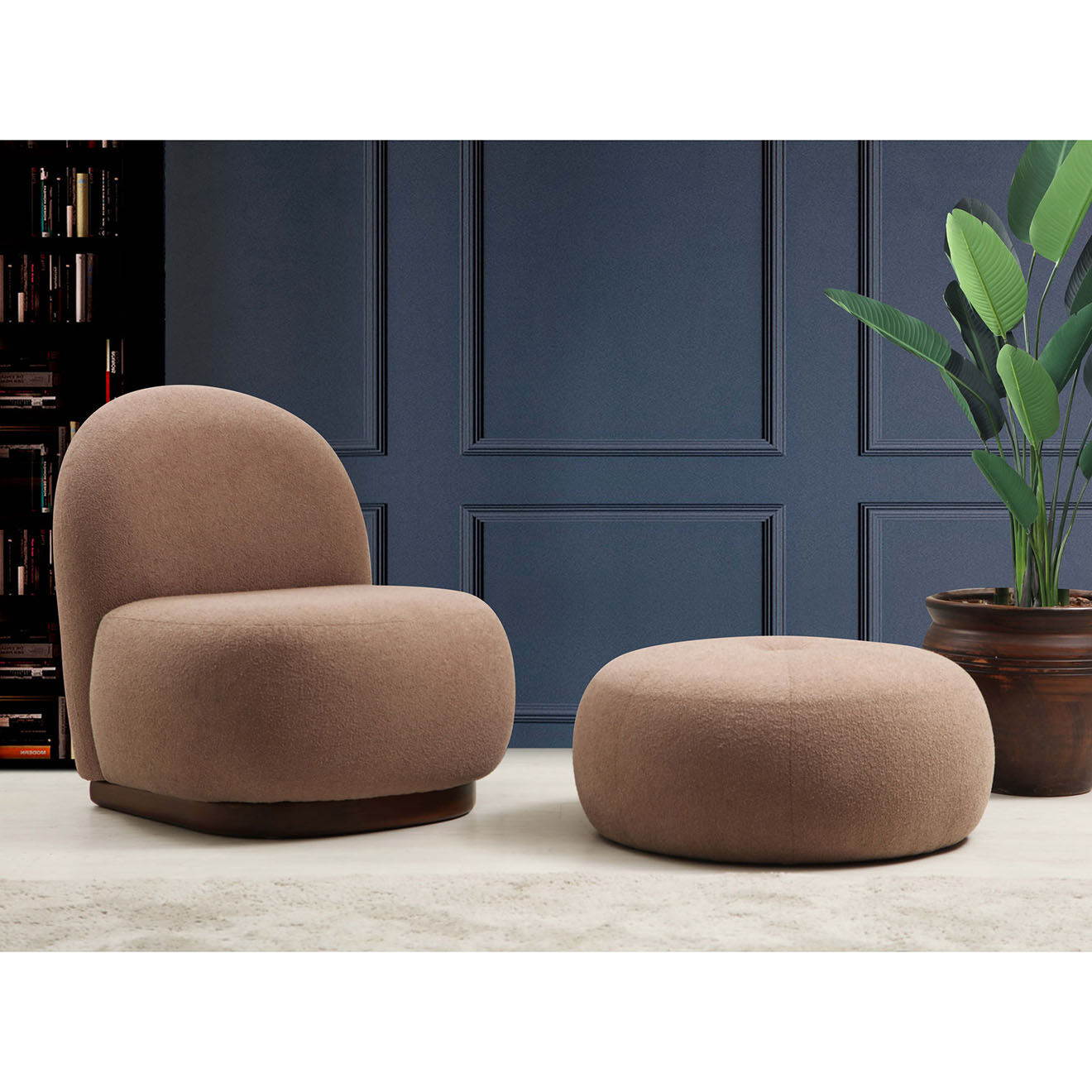 Wooden Art Pouf Tina cappuccino - 55x35 cm