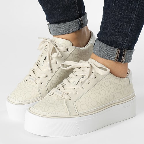 Baskets Femme Flatform Cupsole Lace Up 1670 White Ecru