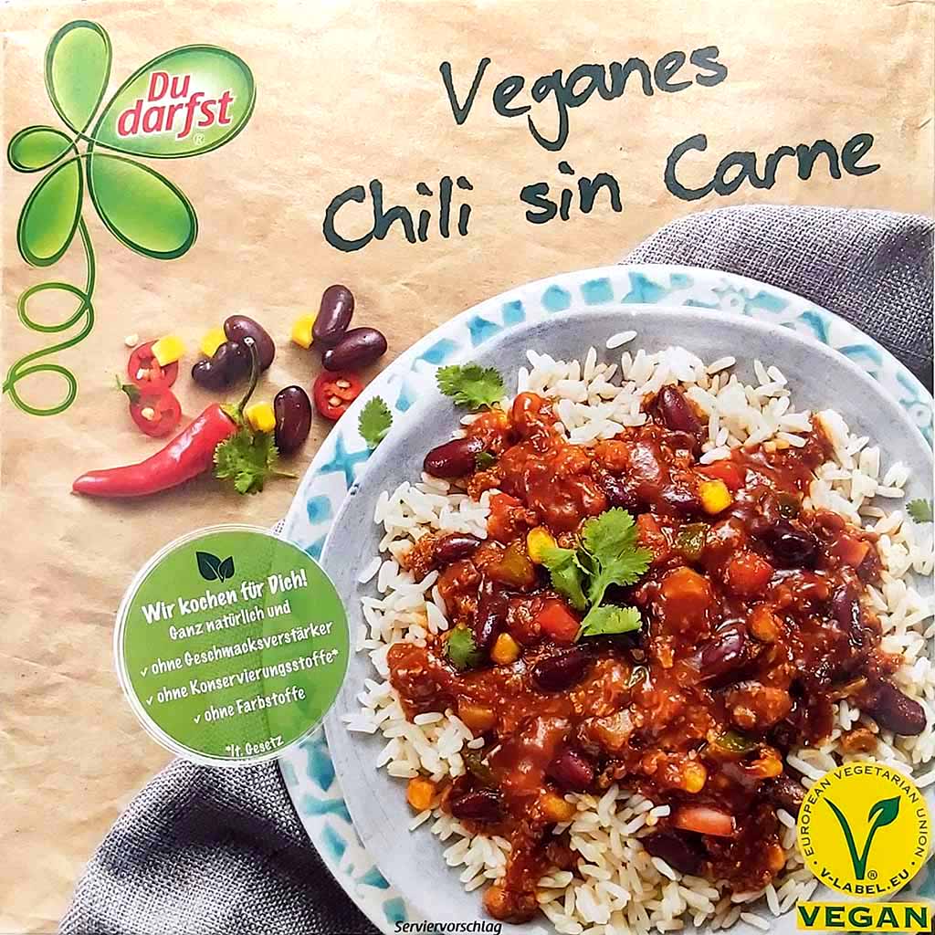 Du Darfst Fertiggericht Veganes Chili sin Carne mit Langkornreis 375g MHD:8.9.25