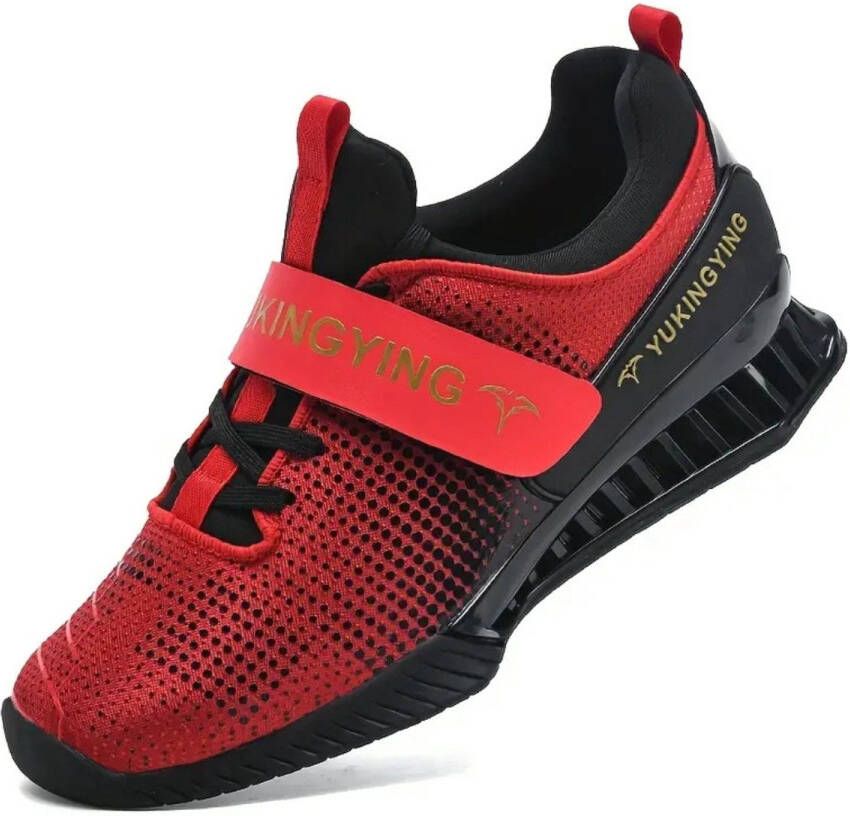 Bovista Powerlift Schoenen Powerlifter Weightlifting Squat Gewichthef Gym Schoenen Sneaker Zwart Rood