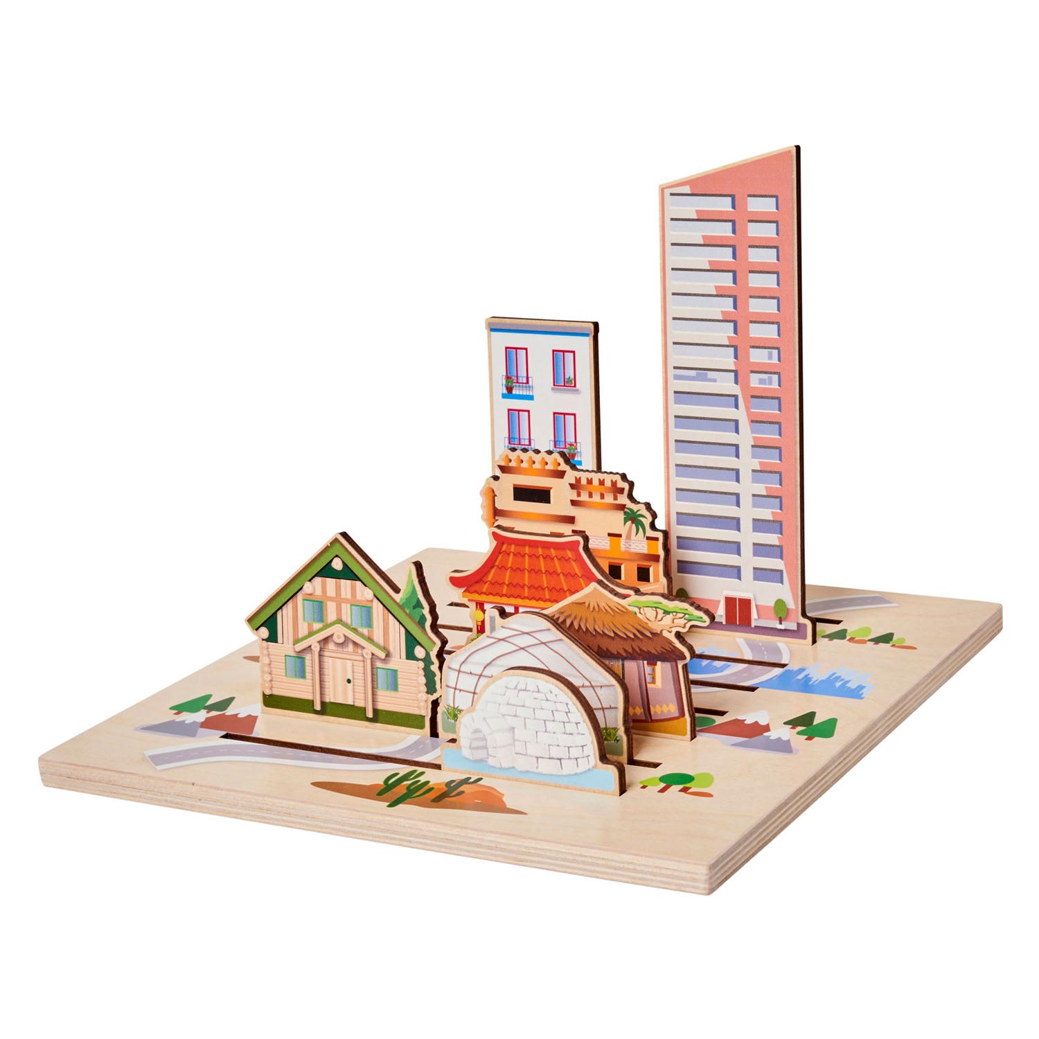 Rolf More - Houten PuzzelplankHuizen, 8st.