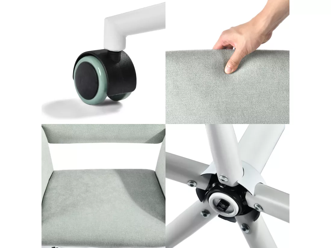 URBAN MEUBLE Chaise de bureau tissu vert pâle, réglable en hauteur, rotation à 360° ROSS KD GREEN WHITE LEG