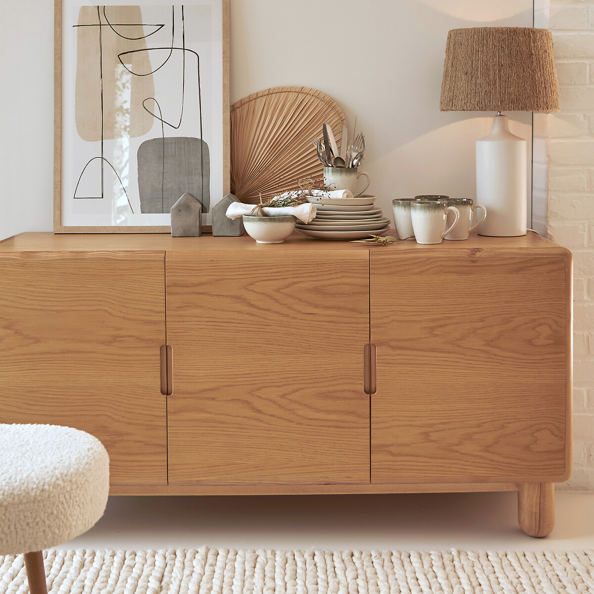 LA REDOUTE INTERIEURS<br>Candeeiro de mesa em cerâmica e cânhamo, Yoru