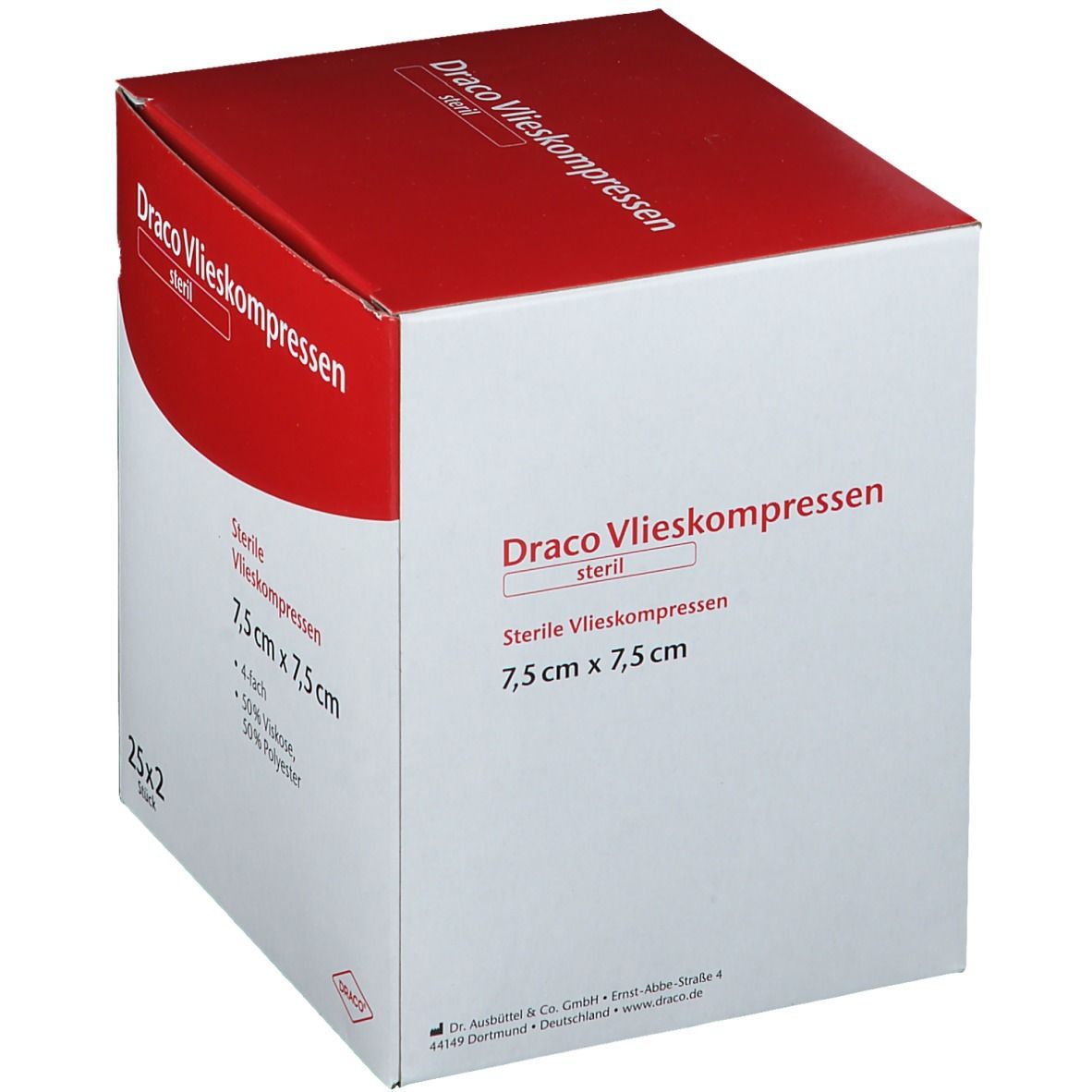 Draco Vliesstoffkompresse 4fach, 7,5 x 7,5 cm steril