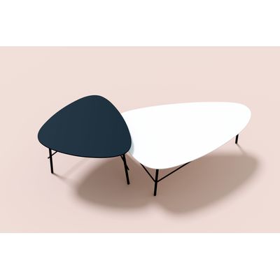 Table basse LAZY - L93 x P50 x H40 cm - pieds acier noir - plateau blanc