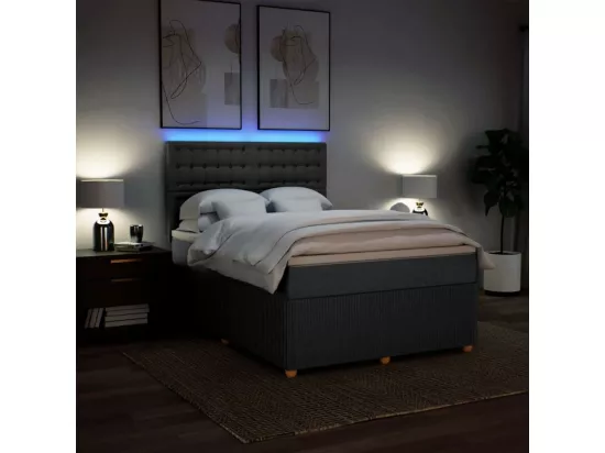 Sommier à lattes de lit avec matelas Gris foncé 140x190cm Tissu