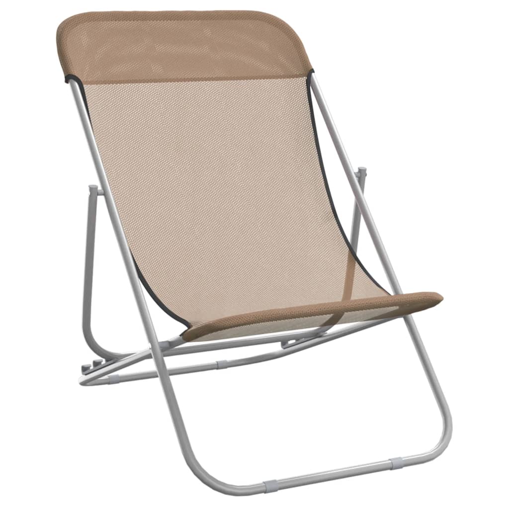 Chaises de plage pliantes 2pcs textilène acier enduit de poudre