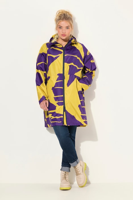Funktions-Regenmantel, Kapuze, Zipper, verdeckte Taschen