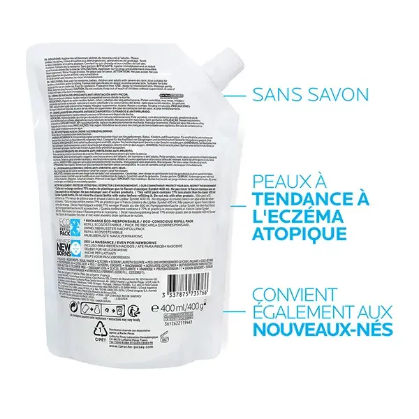 La Roche-Posay Lipikar Syndet AP+ Creme de Limpeza Repositor de Lipídios Refil Eco 400ml