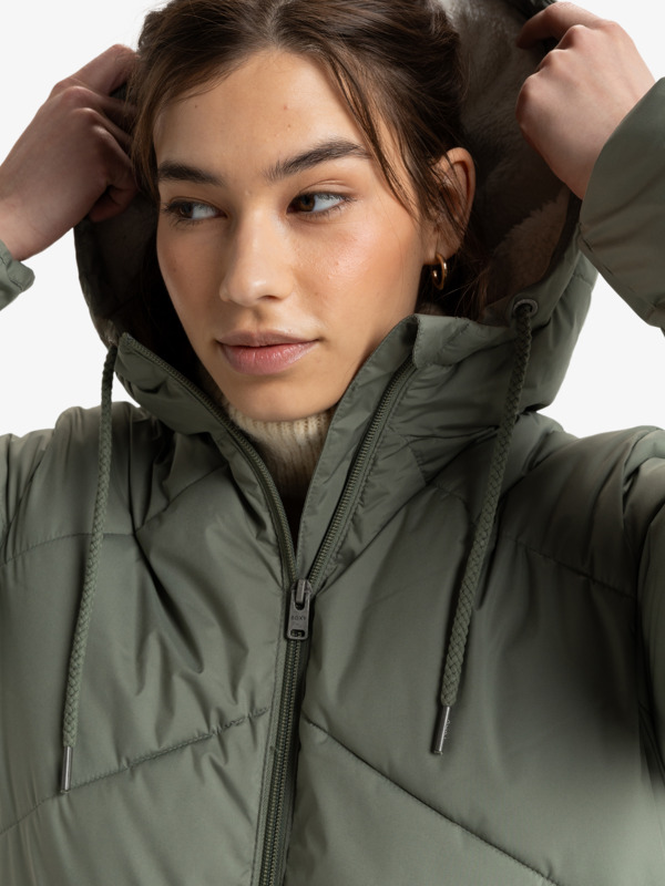 Better Weather Veste longue à capuche Vert Femme
