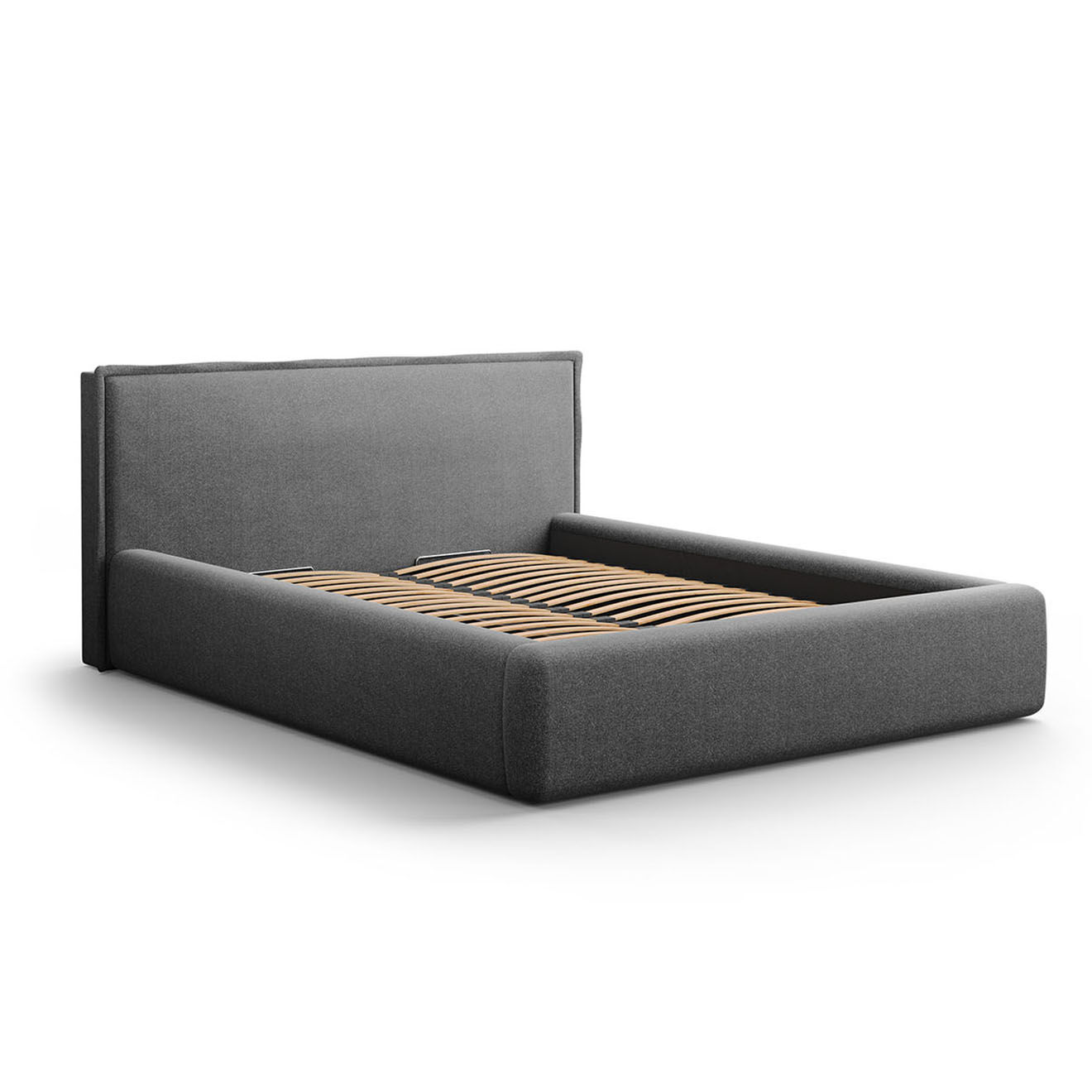 Maison Héritage Lit avec coffre de rangement Tena gris foncé - 230x185x100 cm