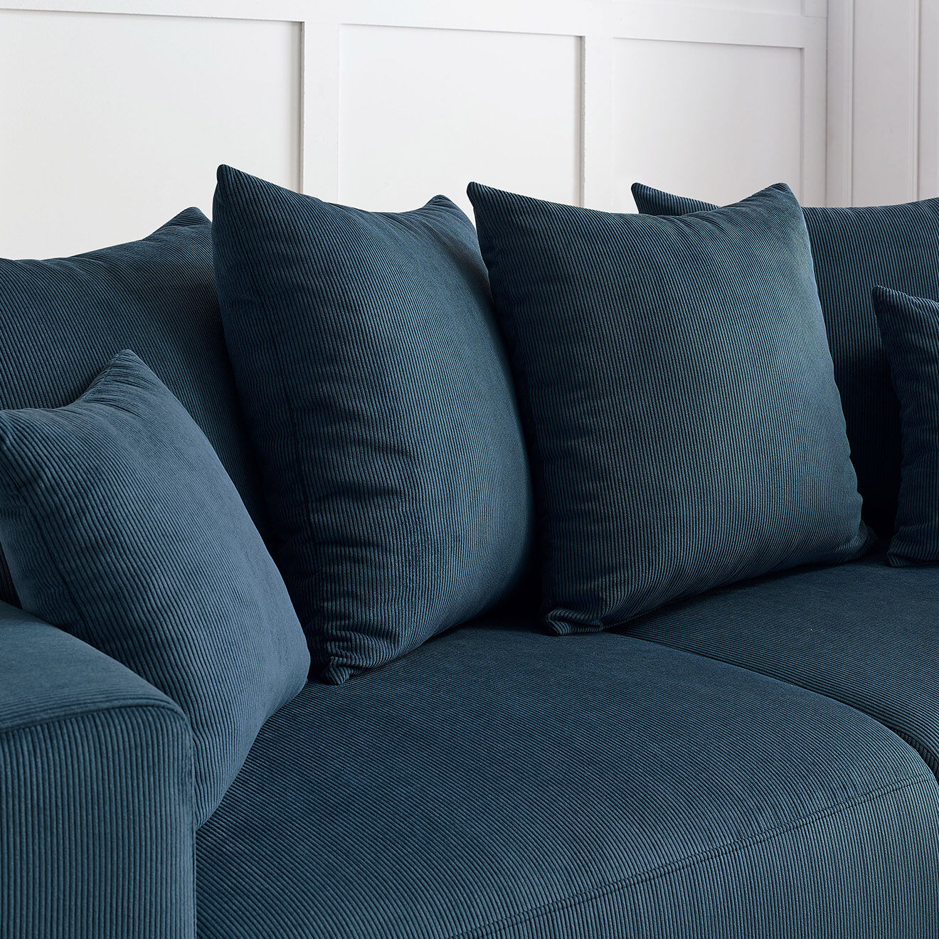 Bobochic Canapé droit fixe 2 places envy velours côtelé bleu foncé - 210x100x95 cm