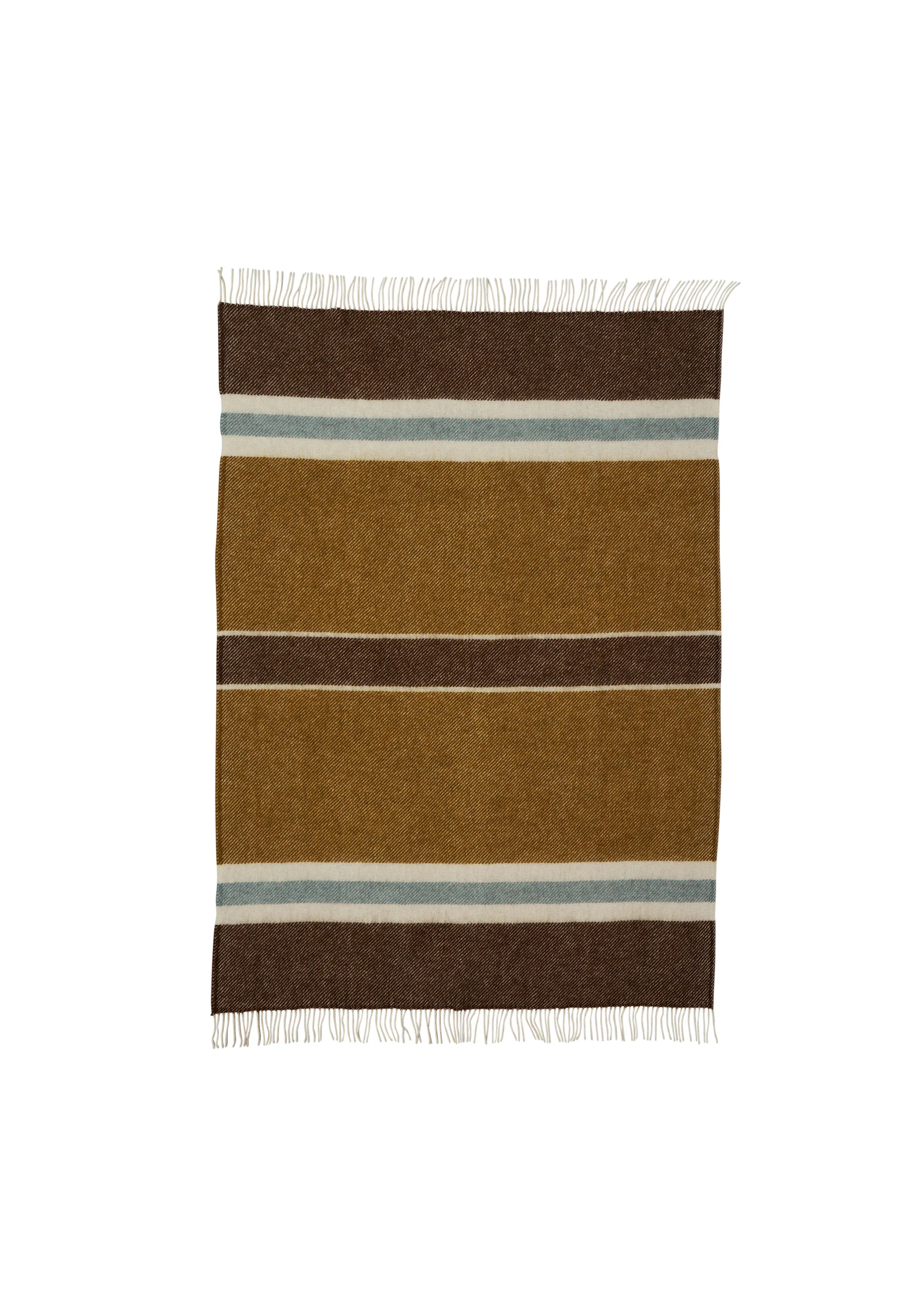 Klippan Yllefabrik Wolldecke Gotland Stripe Walnut/Caramel/Blue