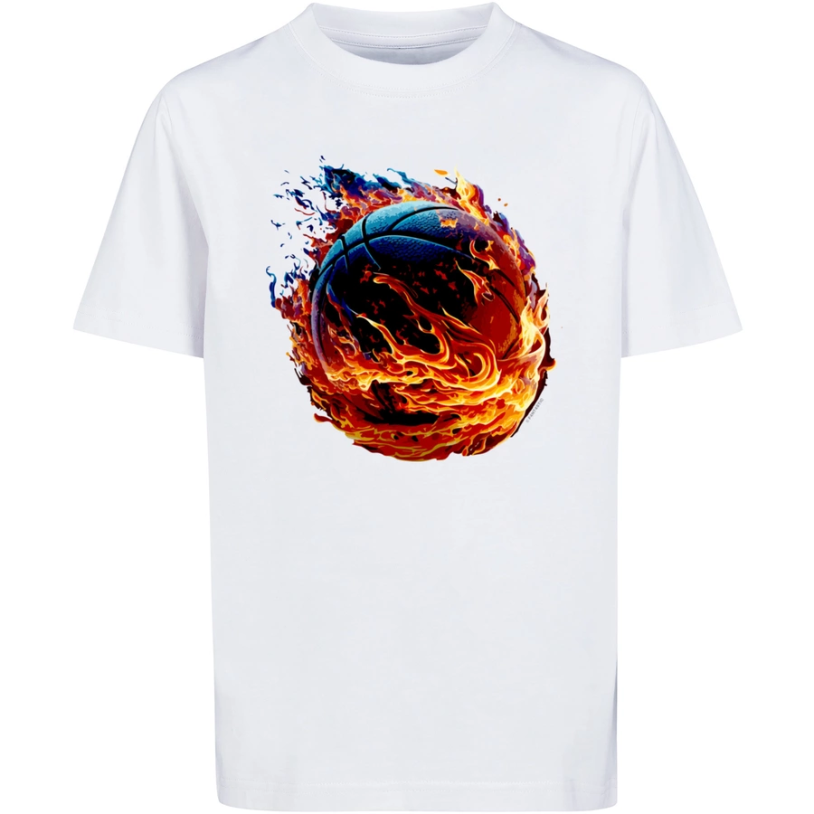 F4NT4STIC T-Shirt Basketball On Fire Sport weiß