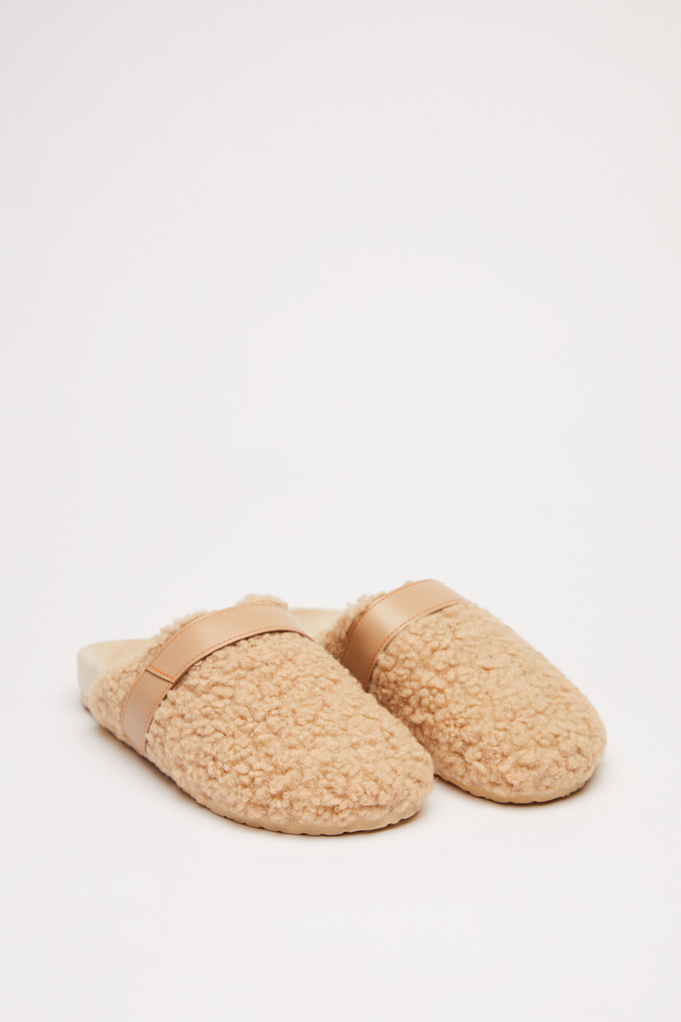 Pantufas de lã de carneiro bege - bege