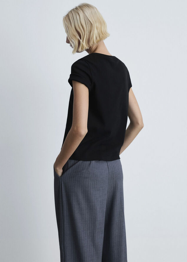 MANGO Basic 100% cotton t-shirt Black