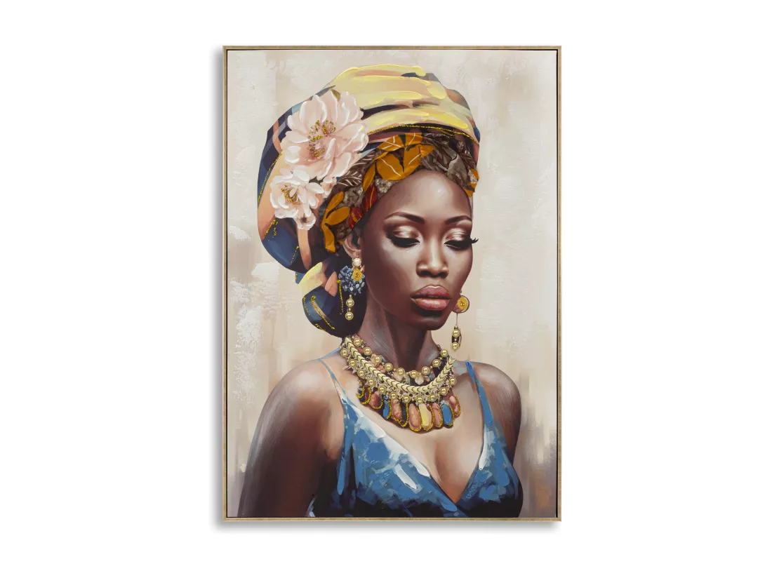 Peinture de femme multicolore sur toile avec cadre 72x4,5x102 cm
