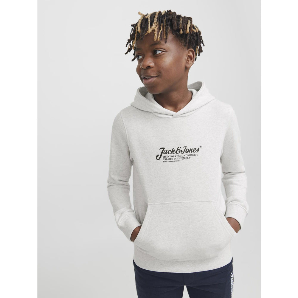 Køb Jack & Jones Junior White Melange Jjbeau Sweat Hætte Jnr