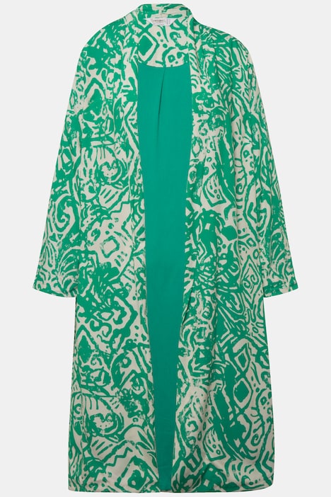 Kimono, Alloverdruck, offene Form, weiter Langarm
