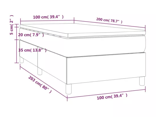 Sommier tapissier avec matelas Crème 100x200cm Similicuir