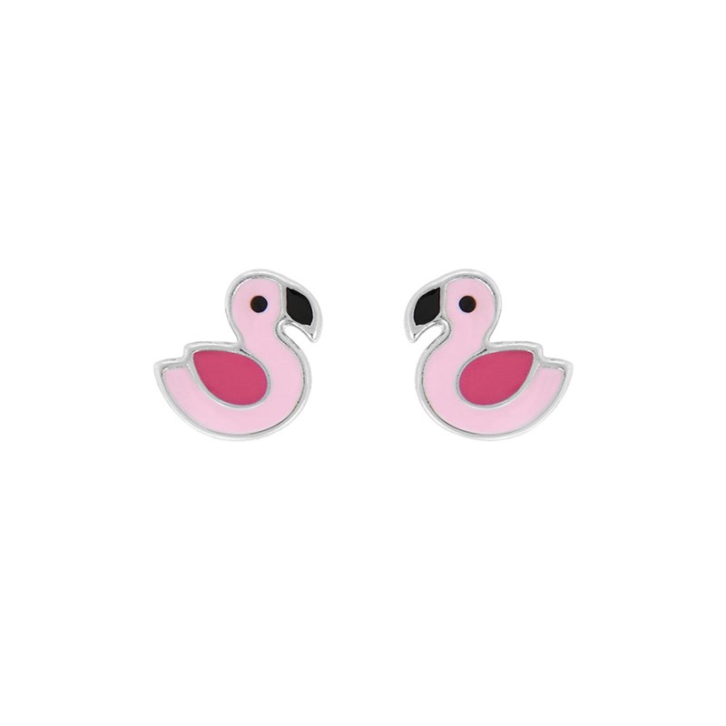 Boucles d'oreilles Enfant - Argent 925 - Flamant Rose