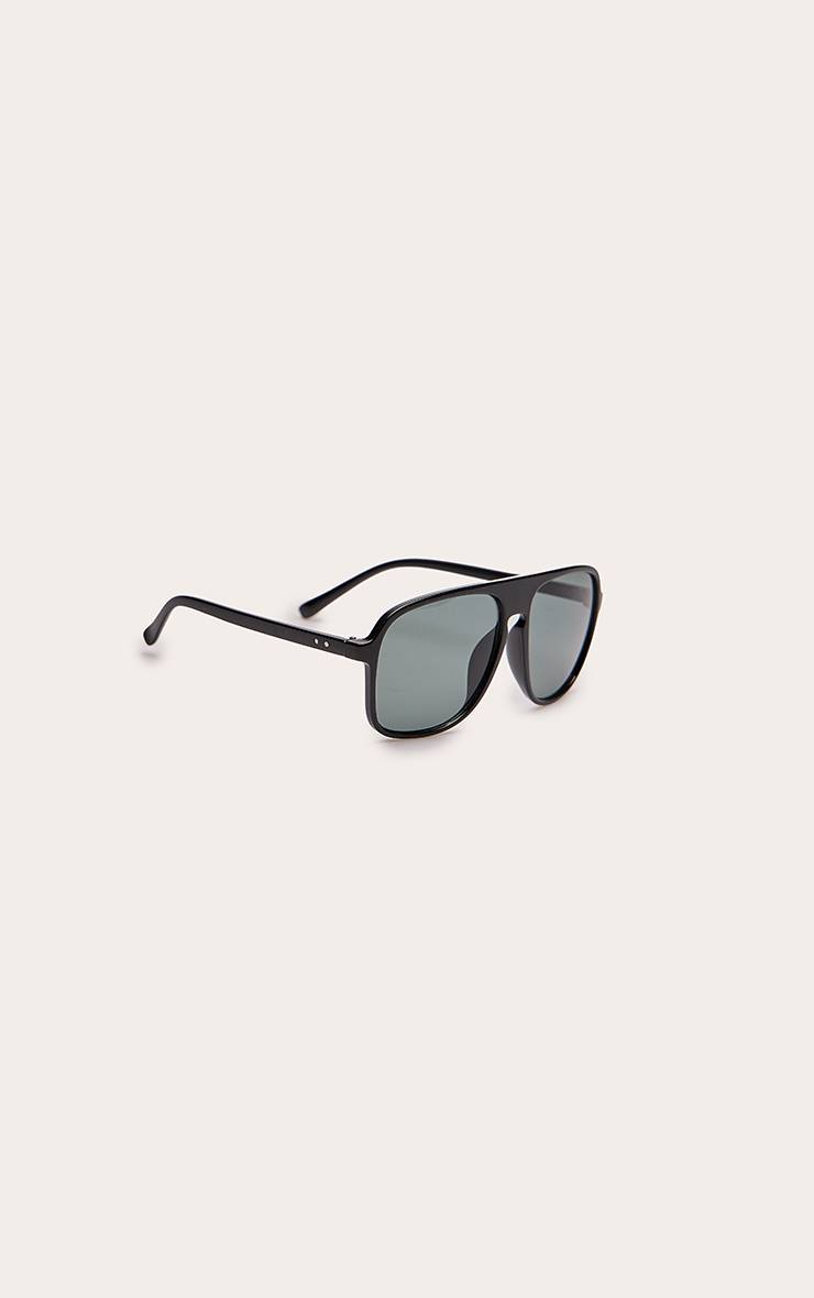 Noir Lunettes Aviateur Surdimensionnées Monture Noire Verres Verts