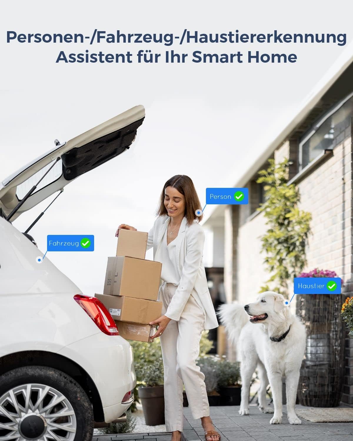 Reolink 4K Smarte PoE IP Kamera Outdoor mit Personen-/Autoerkennung, 5X optischer Zoom Überwachungskamera Aussen, Spotlight, Farbige Nachtsicht, Zwei-Wege-Audio, microSD Kartensteckplatz, RLC-811A