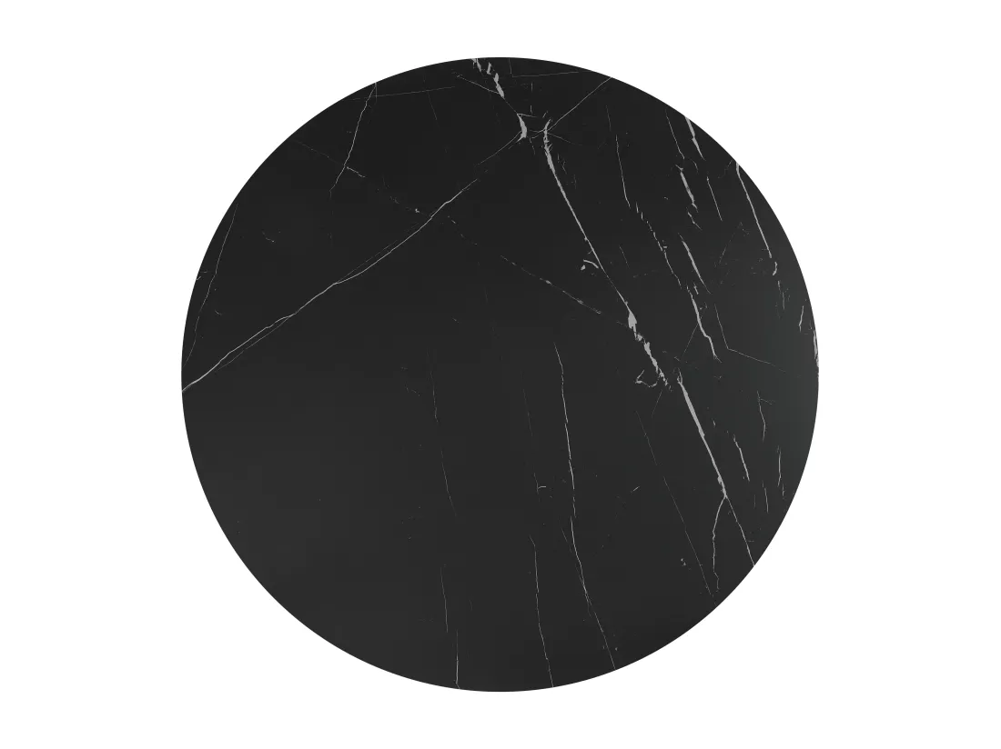 Table à manger extensible 4 à 8 personnes en céramique et métal - Effet marbre noir - CASTINA