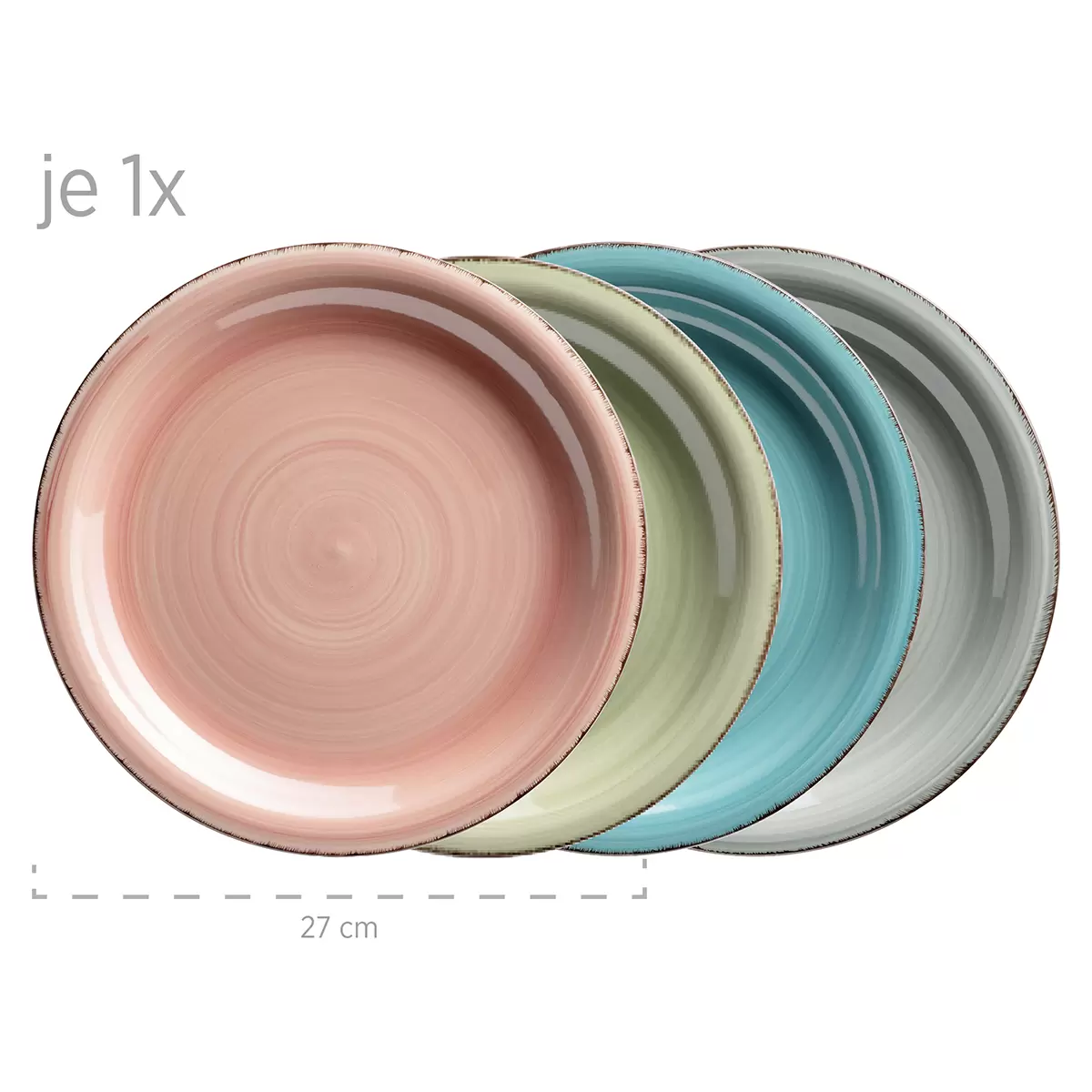 Geschirr-Set 16tlg. LUMACA blau,grün,rosa,türkis