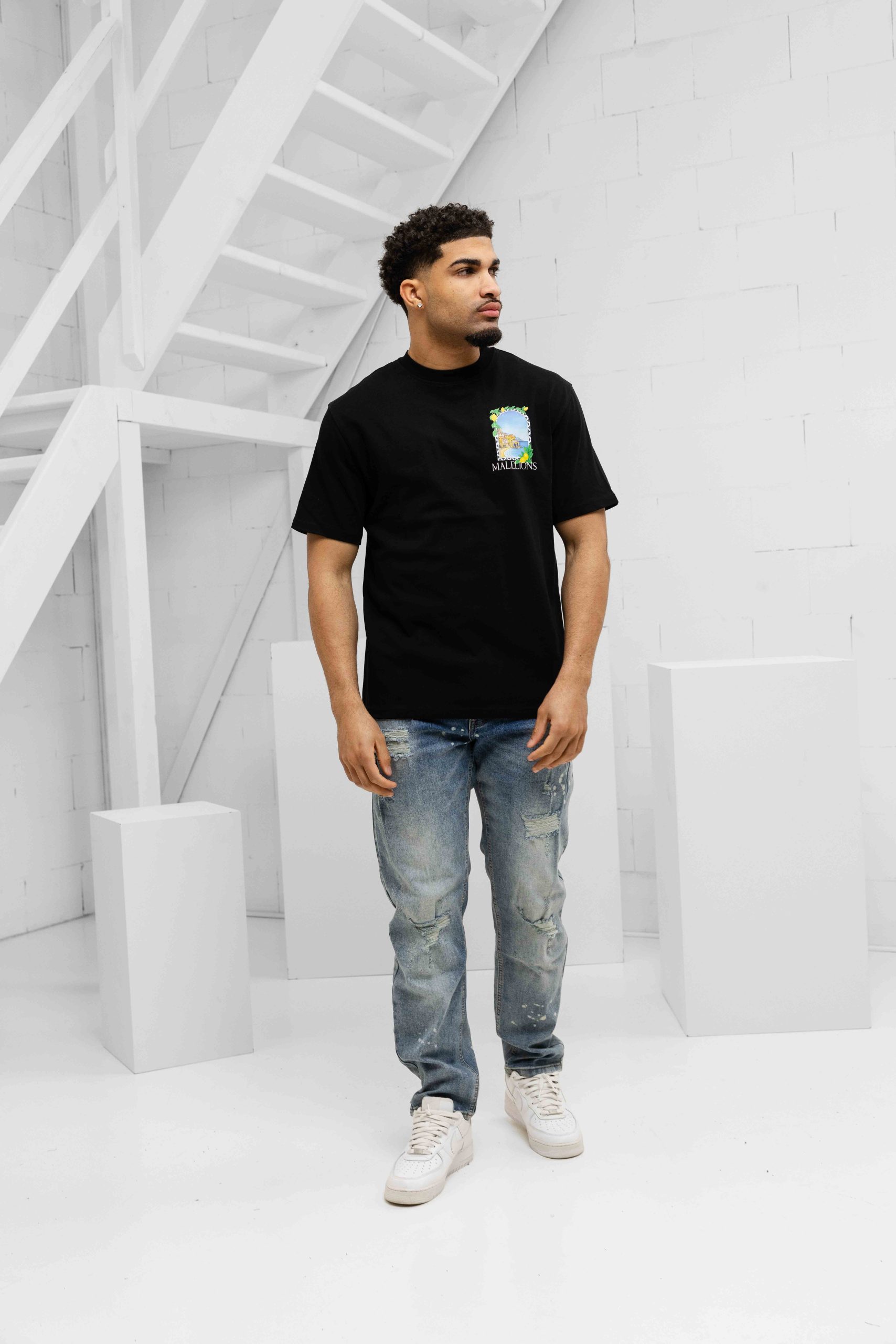 Malelions Amalfi Window T-Shirt Heren Zwart