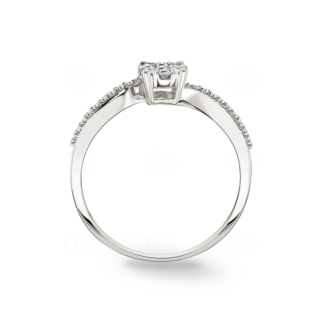 Verlobungsring 750/18 K Weissgold mit Diamanten 0.22 ct H/si