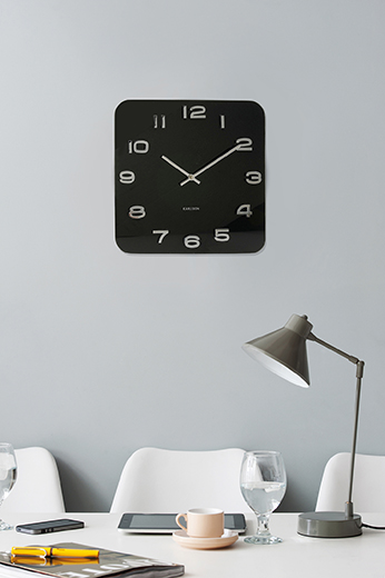 Wall clock Vintage black glass