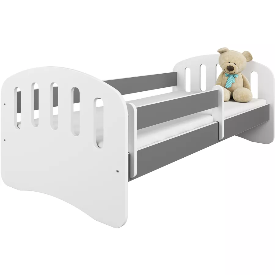 Kids Collective Kinderbett 80x160 | 80x180 mit Matratze, Rausfallschutz & Lattenrost grau
