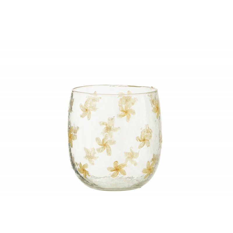 Photophore avec fleurs en verre multicouleur 15x15x16 cm