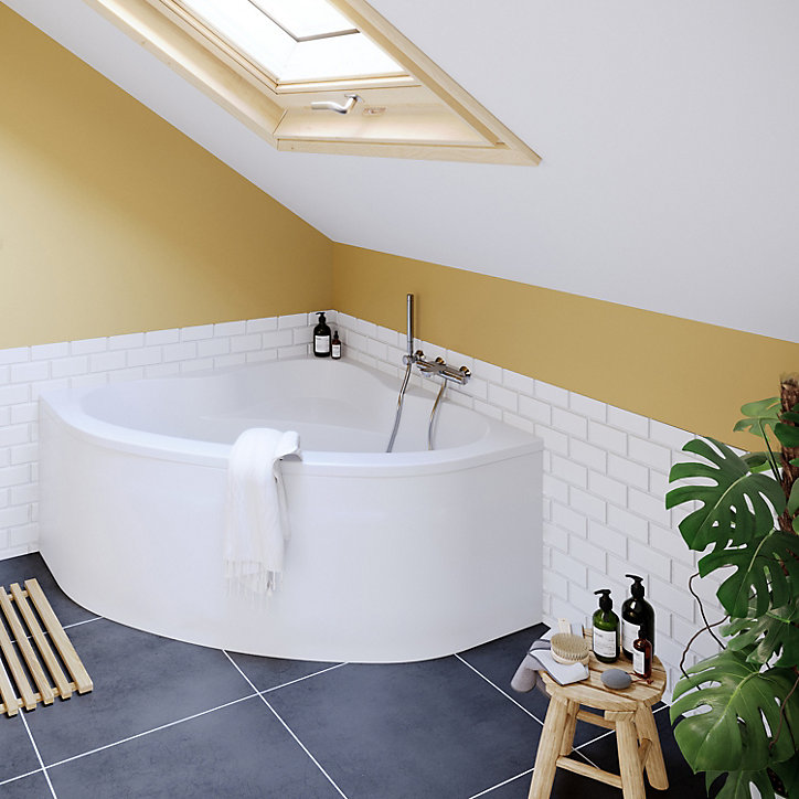 Baignoire d'angle Horyn 130 cm x 130 cm blanc