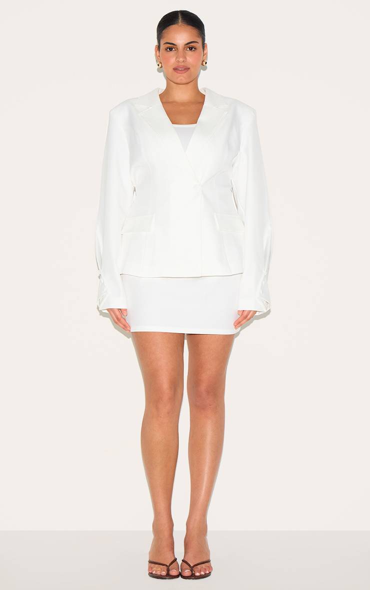 Crème Jupe Mini Bouclée Grande Taille Coordonnée
