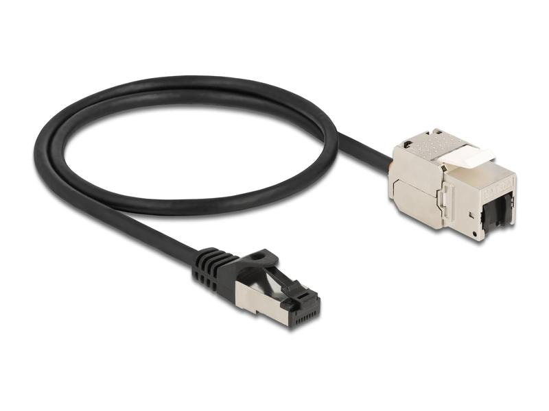 Delock Patchkabel RJ45 zu Keystone Cat 6A, S/FTP, 0.5 m, Sc Delock Kabel RJ45 Stecker zu Keystone Modul RJ45 Buchse Cat.6A 50 cm schwarz