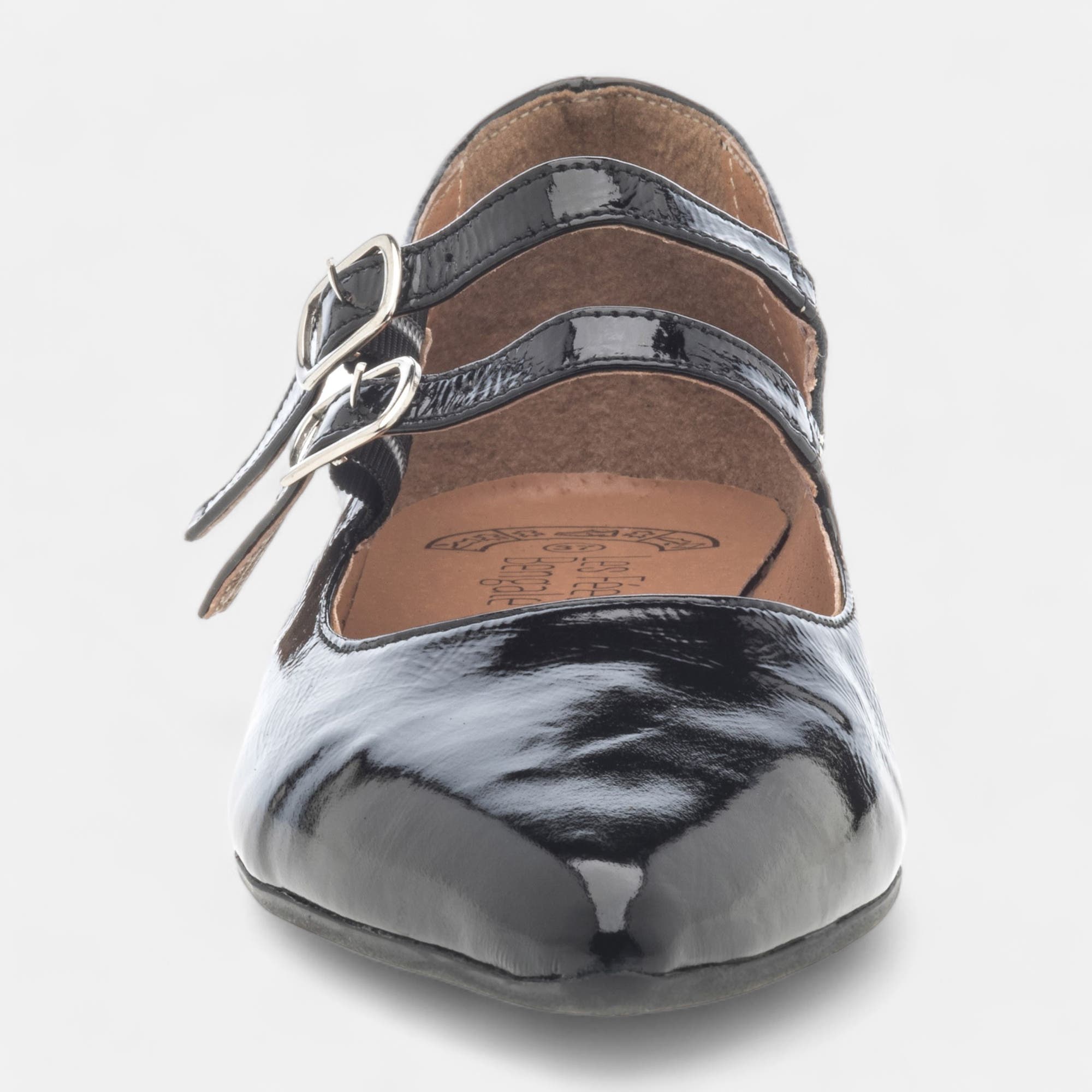 Ballerines Femme en cuir noir vernis