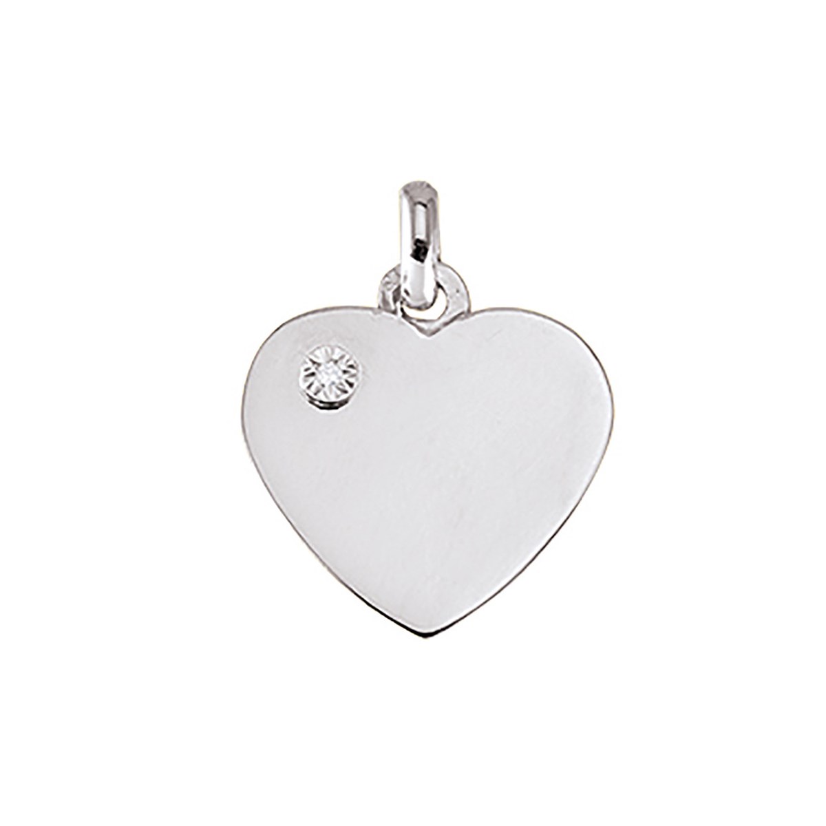 Pendentif coeur et diamant or 9 carats