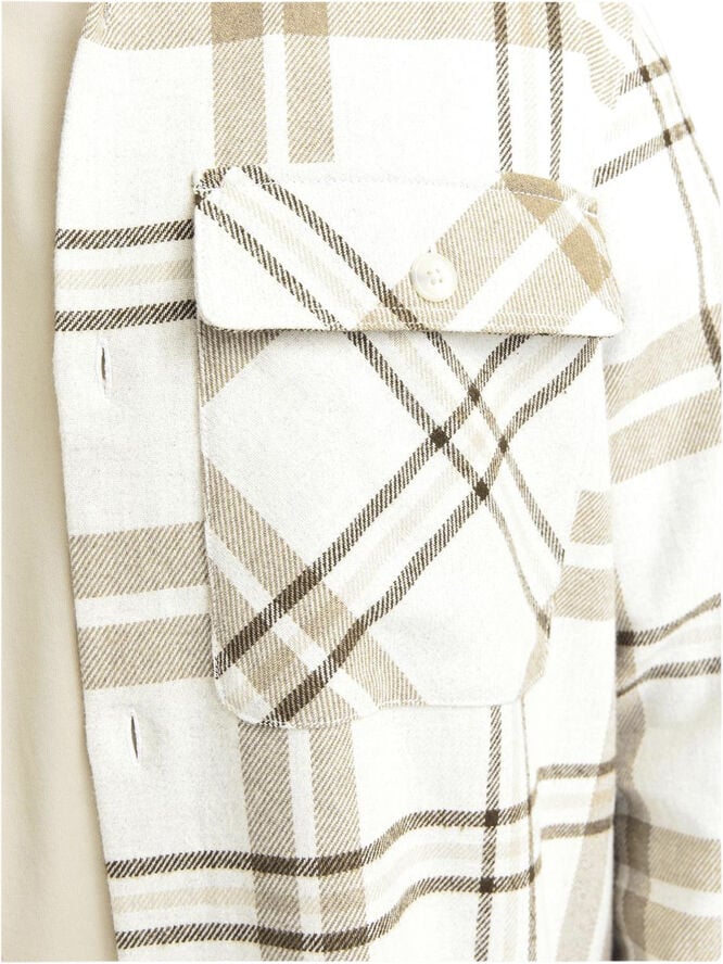 Jack & Jones JPRRAYMOND MELANGE CHECK LS OVERSHI Cloud dancer/comfort fit
